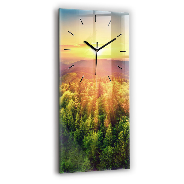 Vertical wall clock Sunset over the hills