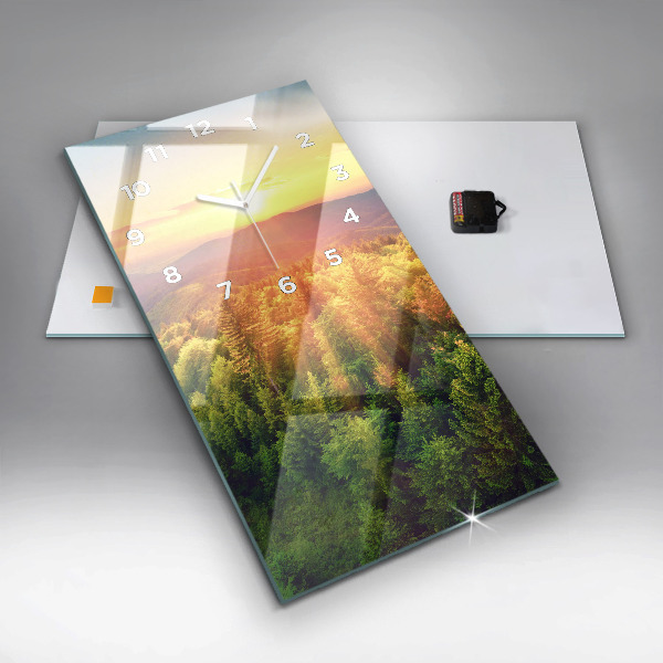 Vertical wall clock Sunset over the hills
