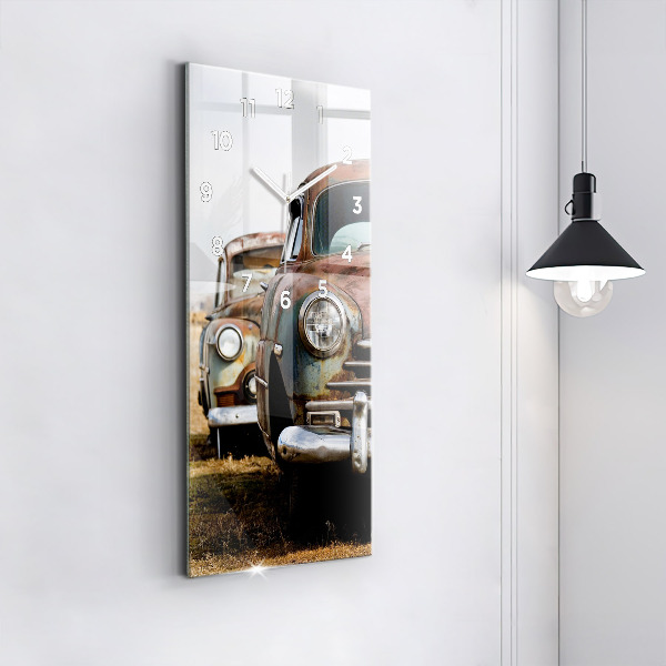 Vertical wall clock Old cars