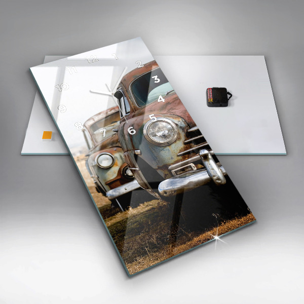 Vertical wall clock Old cars