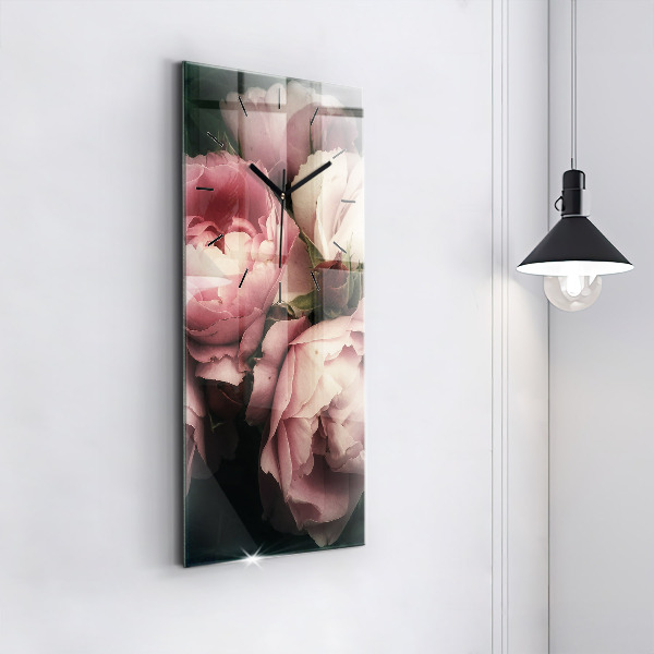Vertical wall clock Bouquet of pink roses