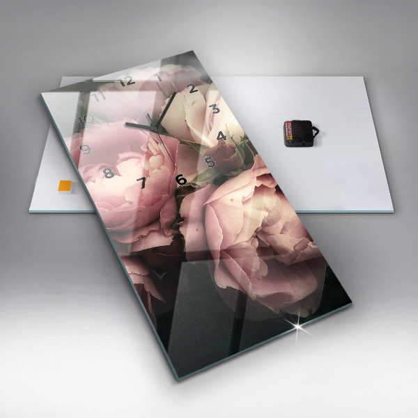 Vertical wall clock Bouquet of pink roses