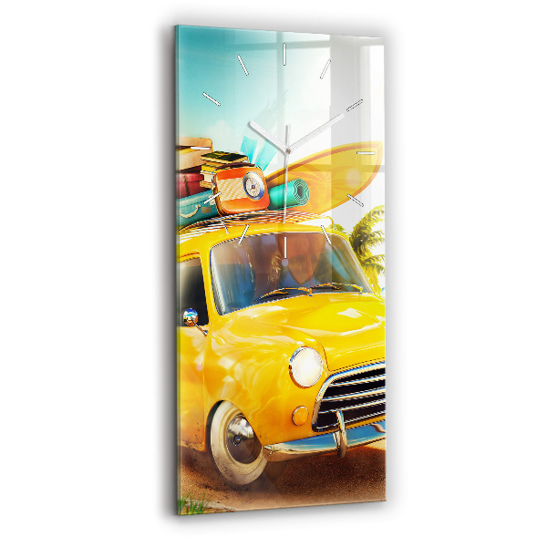 Vertical wall clock Car with surfboard