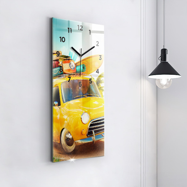 Vertical wall clock Car with surfboard