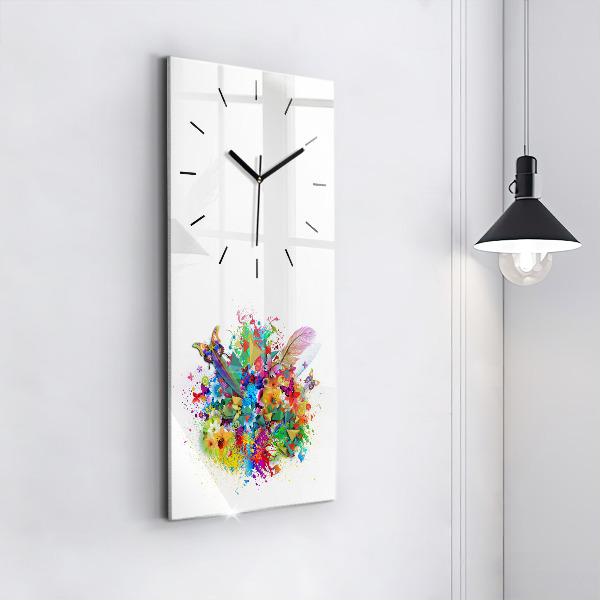 Vertical wall clock Floral harmony with butterflies