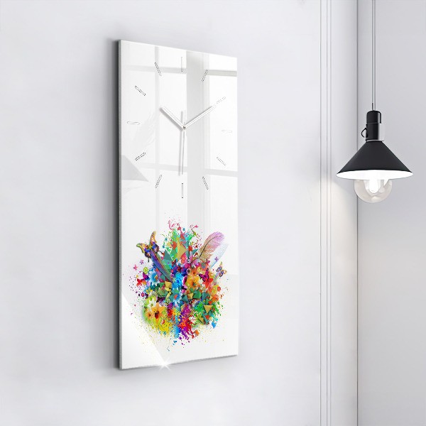 Vertical wall clock Floral harmony with butterflies