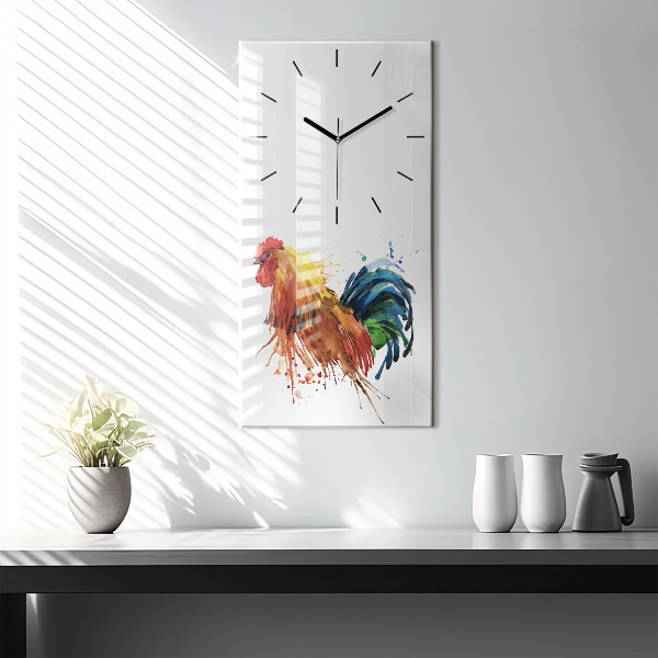 Vertical wall clock Colorful rooster