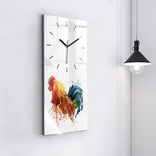 Vertical wall clock Colorful rooster