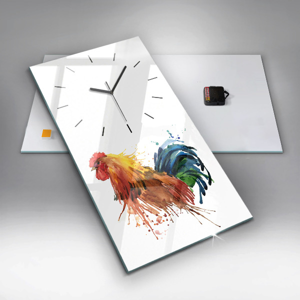 Vertical wall clock Colorful rooster