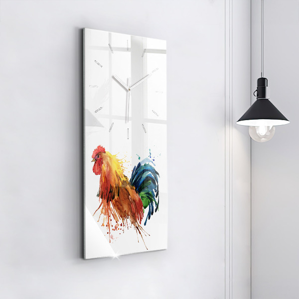 Vertical wall clock Colorful rooster