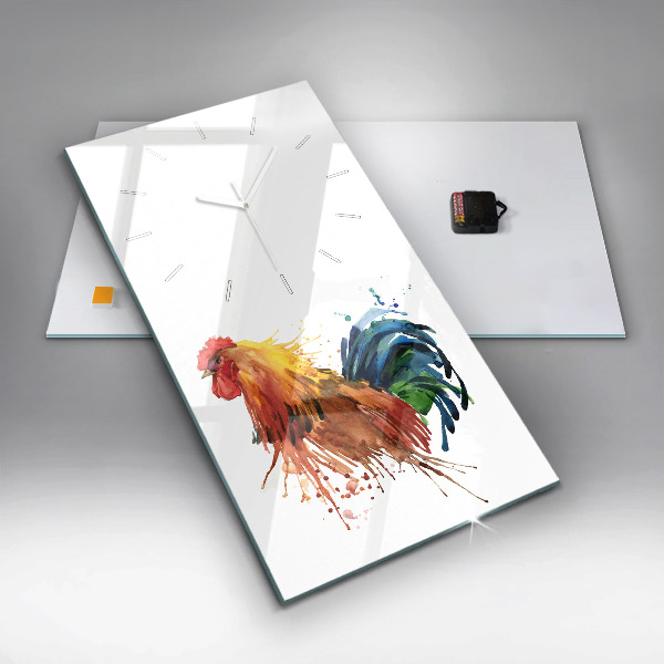 Vertical wall clock Colorful rooster