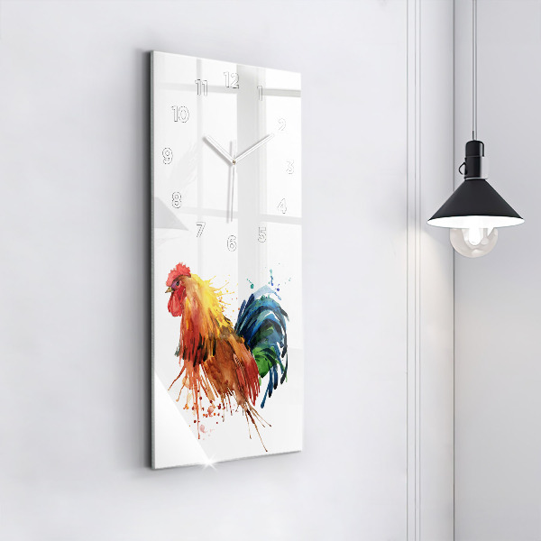 Vertical wall clock Colorful rooster