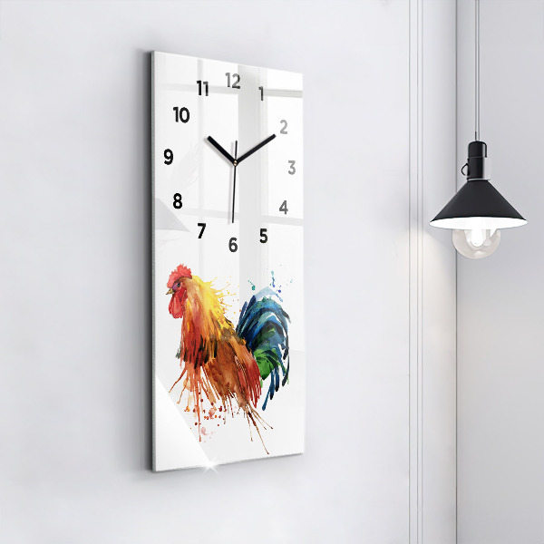 Vertical wall clock Colorful rooster