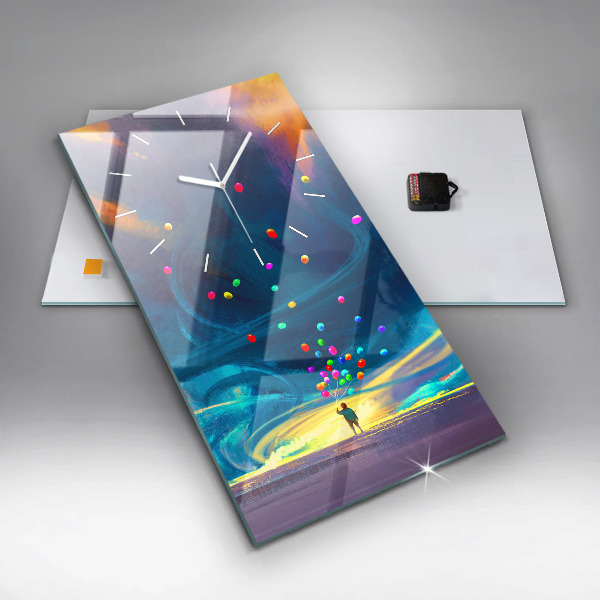 Vertical wall clock Baby and balloons