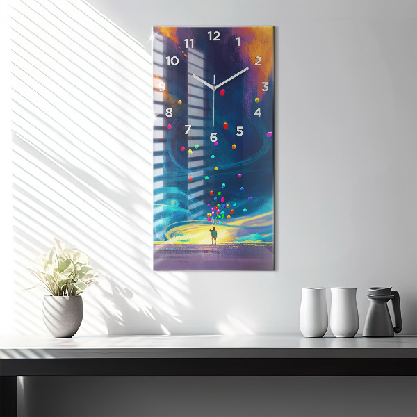 Vertical wall clock Baby and balloons
