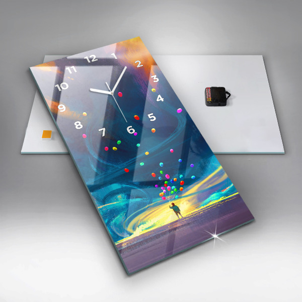 Vertical wall clock Baby and balloons