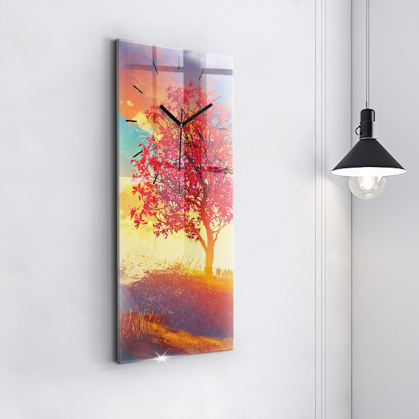 Vertical wall clock Autumn Landscape