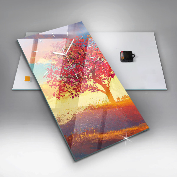 Vertical wall clock Autumn Landscape