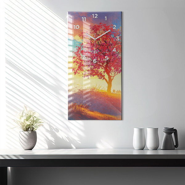 Vertical wall clock Autumn Landscape