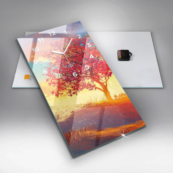 Vertical wall clock Autumn Landscape