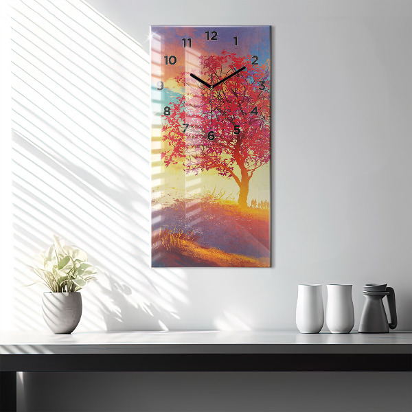 Vertical wall clock Autumn Landscape