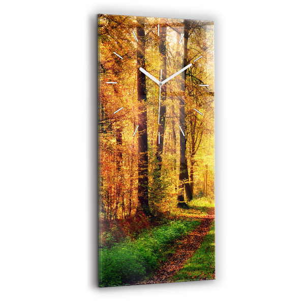 Vertical wall clock Autumn forest scenery