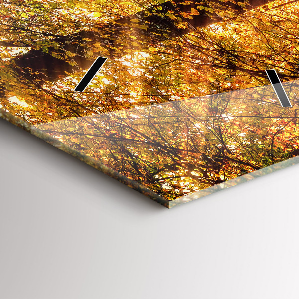 Vertical wall clock Autumn forest scenery