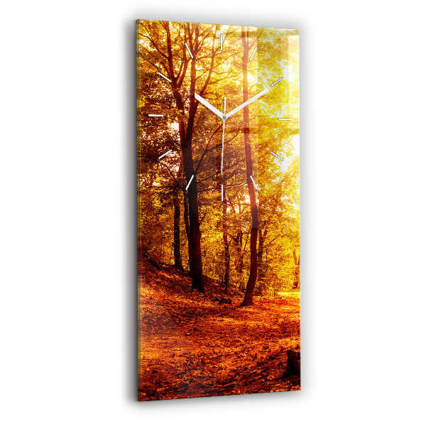 Vertical wall clock Forest landscape in the sun