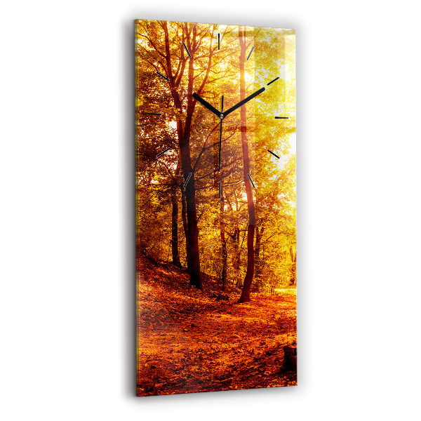 Vertical wall clock Forest landscape in the sun