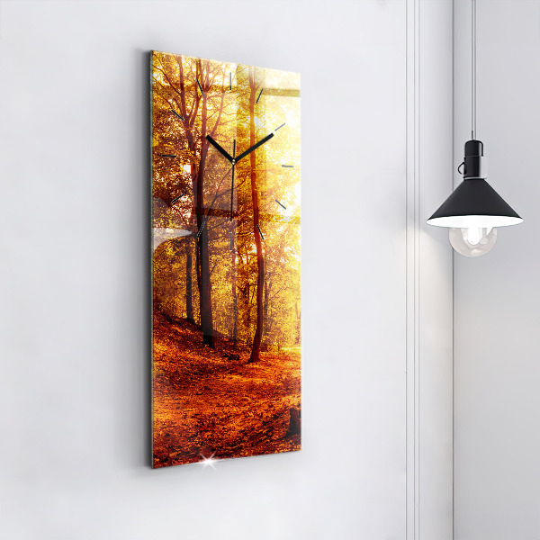 Vertical wall clock Forest landscape in the sun