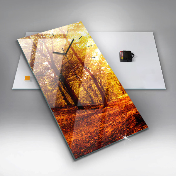 Vertical wall clock Forest landscape in the sun