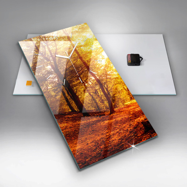 Vertical wall clock Forest landscape in the sun