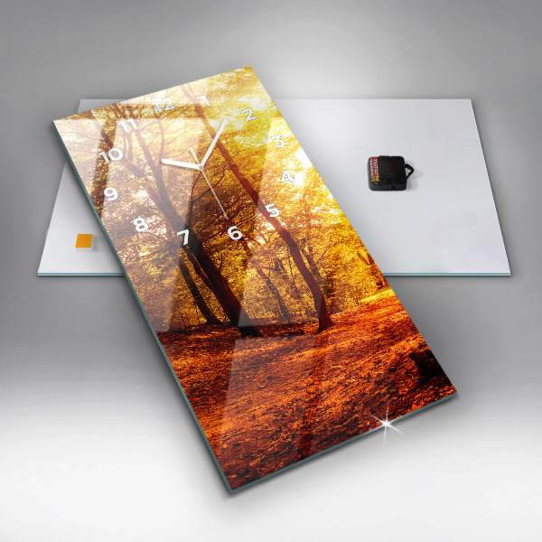 Vertical wall clock Forest landscape in the sun