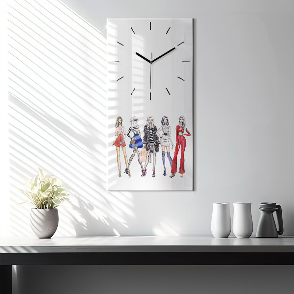 Vertical wall clock Fashionable girls