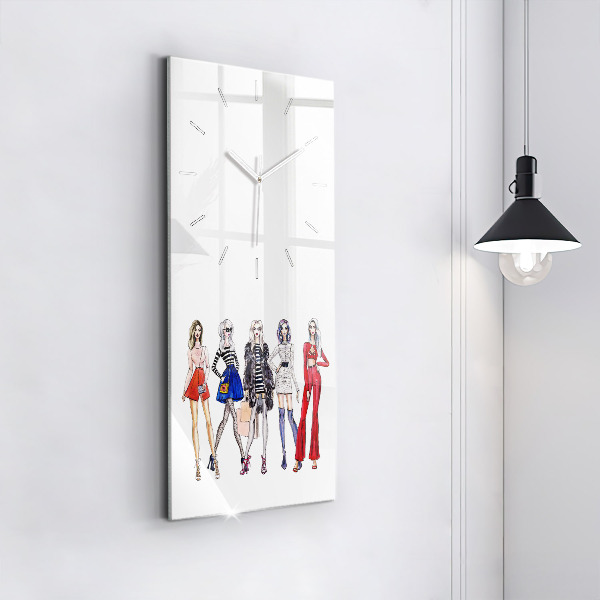 Vertical wall clock Fashionable girls