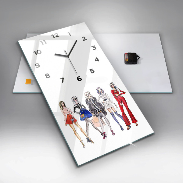 Vertical wall clock Fashionable girls