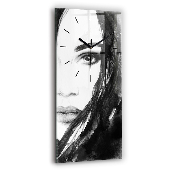 Vertical wall clock Portrait of a woman