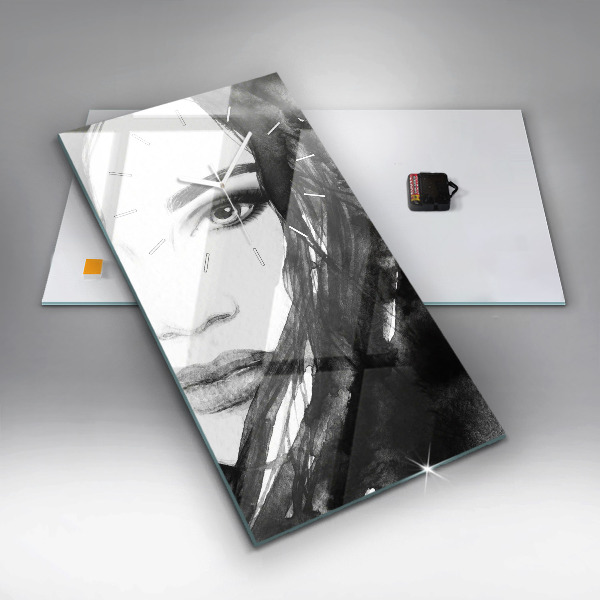 Vertical wall clock Portrait of a woman