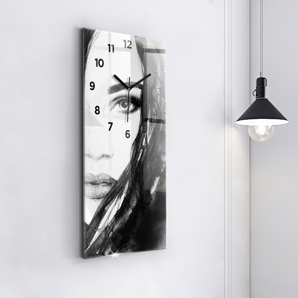 Vertical wall clock Portrait of a woman