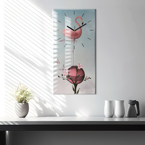 Vertical wall clock Surreal Flamingo