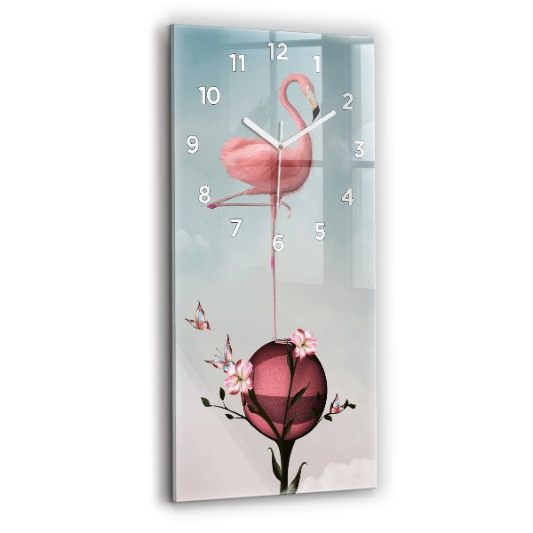 Vertical wall clock Surreal Flamingo