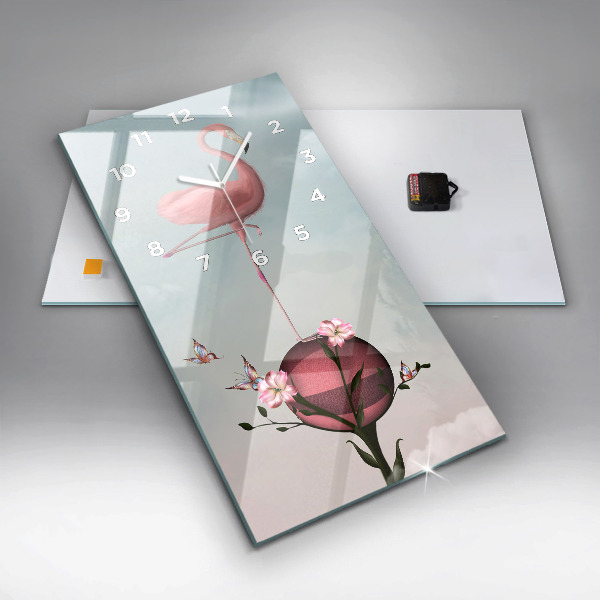 Vertical wall clock Surreal Flamingo