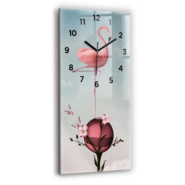 Vertical wall clock Surreal Flamingo