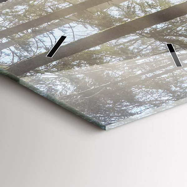 Vertical wall clock Forest in the fog