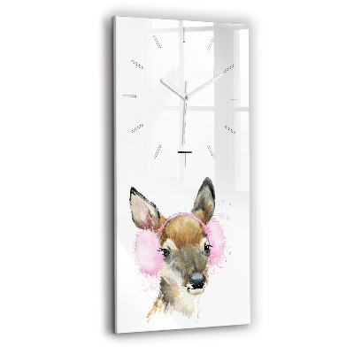 Vertical wall clock Forest deer