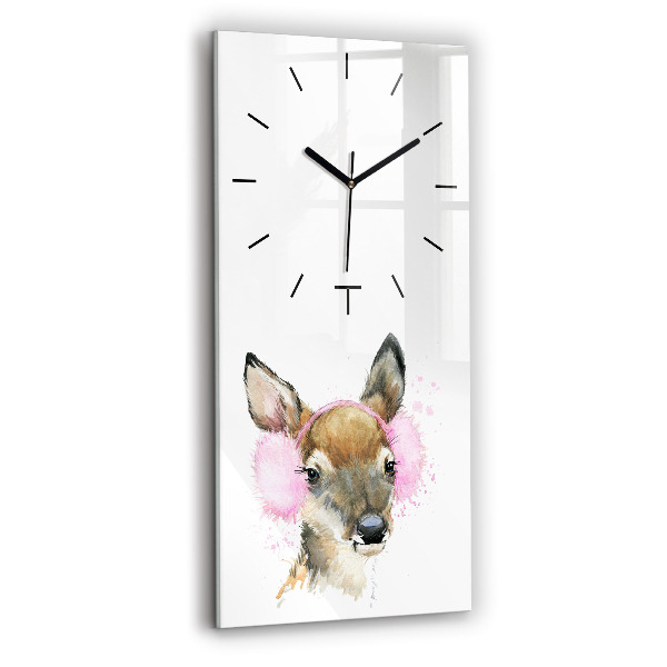 Vertical wall clock Forest deer