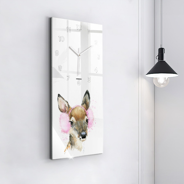 Vertical wall clock Forest deer