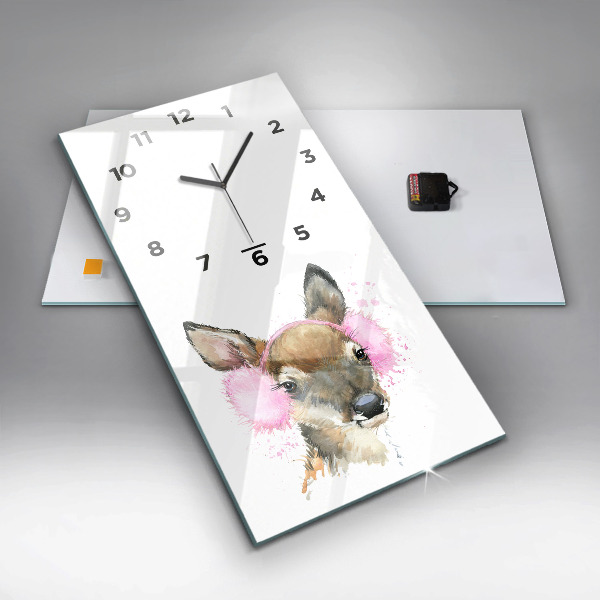 Vertical wall clock Forest deer