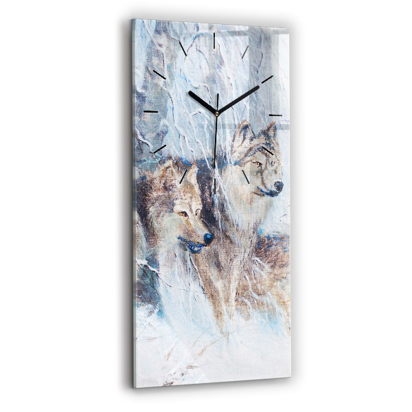 Vertical wall clock Wolves in the forest