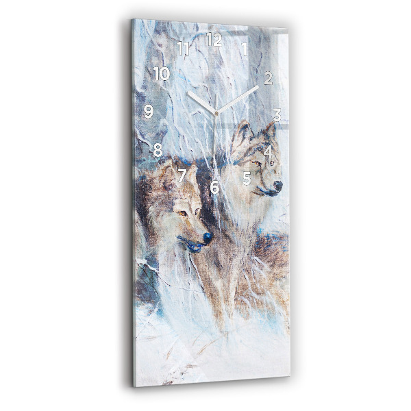 Vertical wall clock Wolves in the forest